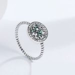 Silberring mit Lebensbaummotiv, grün, Größe 7