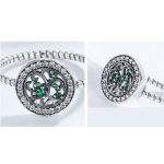 Silberring mit Lebensbaummotiv, grün, Größe 7