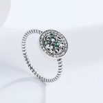 Silberring mit Lebensbaummotiv, grün, Größe 8