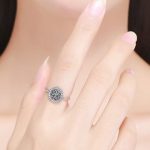 Silberring mit Lebensbaummotiv, grün, Größe 8