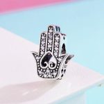  Silberner Hand-von-Fatima-Charm mit Zirkoniumkristall
