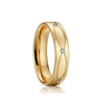 Damen-Ehering mit Wellenmuster, Titanstahl, goldfarben, Größe 5