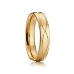 Herren-Ehering mit Wellenmuster, Titanstahl, goldfarben, Größe 9