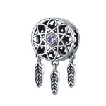  Silberner Traumfänger-Anhänger mit Zirkonkristall