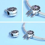  Silberner Traumfänger-Anhänger mit Zirkonkristall