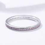 Silberring mit Kristallen, lila, Größe 8