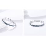 Silberring mit Kristallen, blau, Größe 7