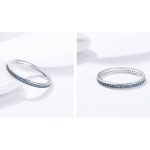 Silberring mit Kristallen, blau, Größe 8