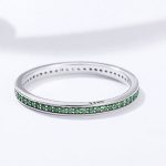 Silberring mit Kristallen, grün, Größe 6