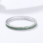 Silberring mit Kristallen, grün, Größe 7