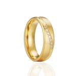 Damen-Ehering, Titanstahl, Gold, Größe 8