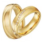 Herren-Ehering, Titanstahl, Gold, Größe 11