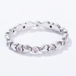 Silberring mit Kristallen, lila, Größe 7