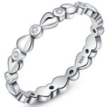 Silberring mit Kristallen, weiß, Größe 7