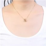 Halskette mit Doppelherz, tschechischer Kristall, Gold/Rhodium