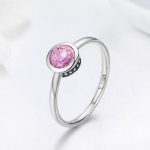 Silberring mit Kristall, rosa, Größe 7