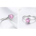 Silberring mit Kristall, rosa, Größe 7