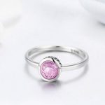 Silberring mit Kristall, rosa, Größe 7