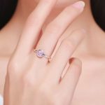 Silberring mit Kristall, rosa, Größe 7