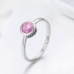 Silberring mit Kristall, rosa, Größe 8