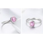 Silberring mit Kristall, rosa, Größe 8