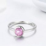 Silberring mit Kristall, rosa, Größe 8