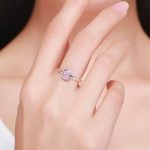 Silberring mit Kristall, rosa, Größe 8