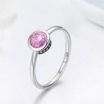 Silberring mit Kristall, rosa, Größe 6