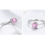 Silberring mit Kristall, rosa, Größe 6