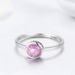 Silberring mit Kristall, rosa, Größe 6