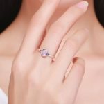 Silberring mit Kristall, rosa, Größe 6