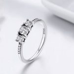 Silberring mit drei Kristallen, Größe 7