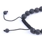  Armband aus schwarzem Lavastein mit Löwenkopf