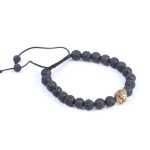  Armband aus schwarzem Lavastein mit Löwenkopf