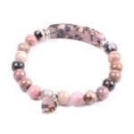  Rhodonit-Armband mit Herzanhänger
