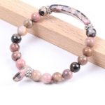  Rhodonit-Armband mit Herzanhänger