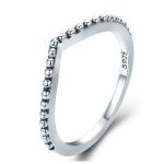 Silberring mit Kristallen, tropfenförmig, Größe 7