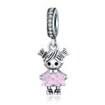  Silberner kleiner Mädchenanhänger mit Zirkoniumkristall