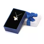 Schmuckschatulle mit blauer Schleife, Papier, 9 x 7 cm