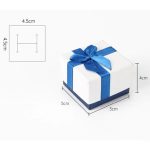 Schmuckschatulle mit blauer Schleife, Papier, 5 x 5 cm