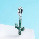  Silberner Kaktus-Anhänger mit Zirkoniumkristall