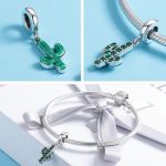  Silberner Kaktus-Anhänger mit Zirkoniumkristall