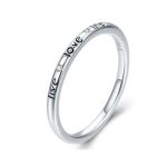 Silberring mit Aufschrift und Kristallsteinen, Größe 7