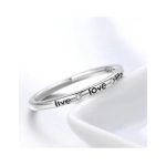 Silberring mit Aufschrift und Kristallsteinen, Größe 7