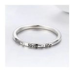 Silberring mit Aufschrift und Kristallsteinen, Größe 7