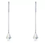 Lange, baumelnde Ohrringe verziert mit Swarovski-Kristallen, blau-weiß