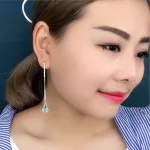 Lange, baumelnde Ohrringe, verziert mit Swarovski-Kristallen, Pfirsich