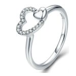 Silberring mit Doppelherzverzierung, Größe 7