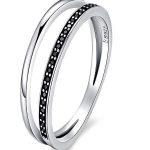 Silberring mit Kristallen, schwarz, Größe 8