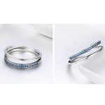 Silberring mit Kristallen, blau, Größe 6